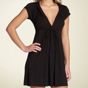 Robin Piccone Michelle Hoodie Cover-Up Dress Tunic Black Small